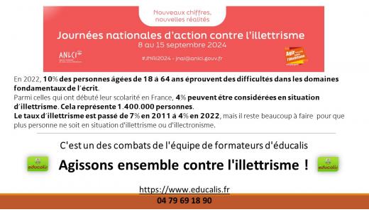 Journées Nationales d'Action Contre l'Illettrisme ANLCI formations educalis francais lire ecrire